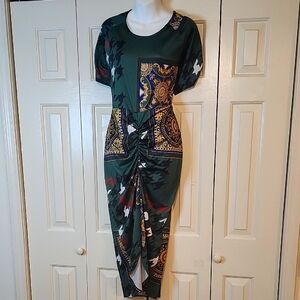 Ashley Stewart Green Sheath Midi Dress